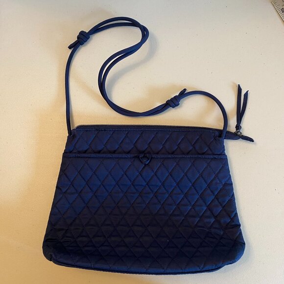 Vera Bradley Essential Compact Convertible Shoulder Bag to Crossbody Navy Blue - Picture 1 of 16